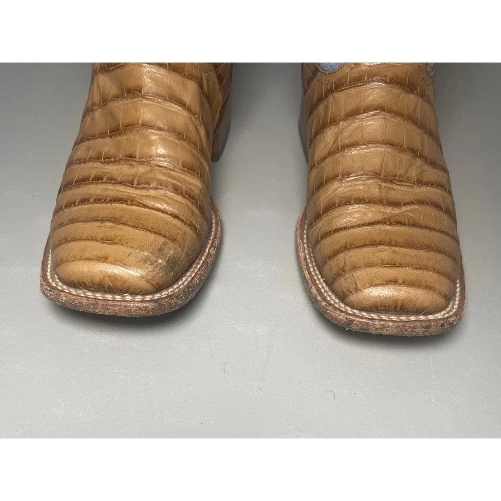 Horse Power Anderson Bean Leather Western Boots Brown Teal Aqua Youth 6